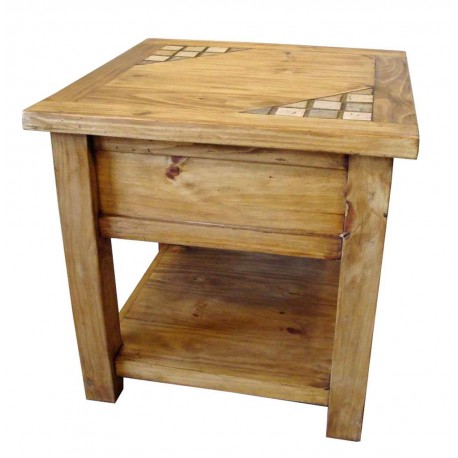 solid wood rustic end table